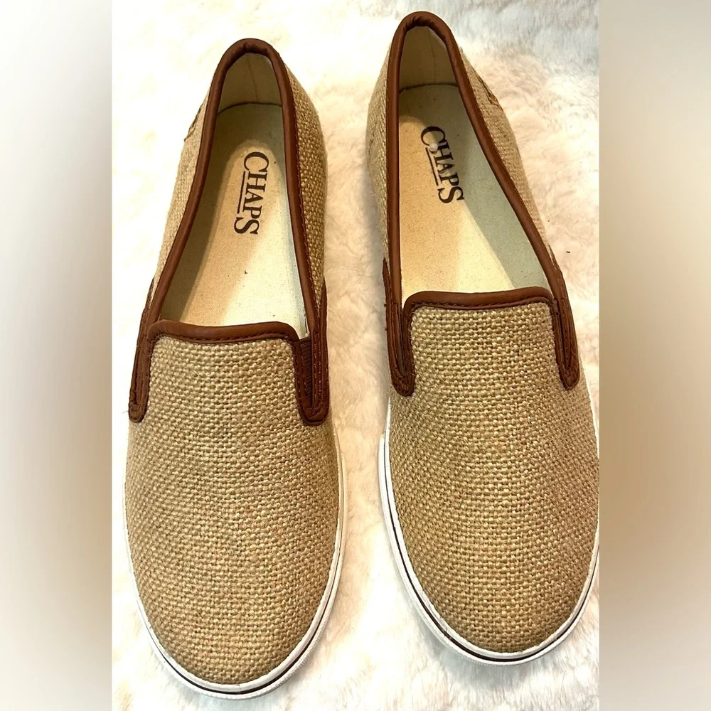 Chaps Jessica Burlap Natural Tan Slip On Loafer women’s size 6.5B - Picture 3 of 9
